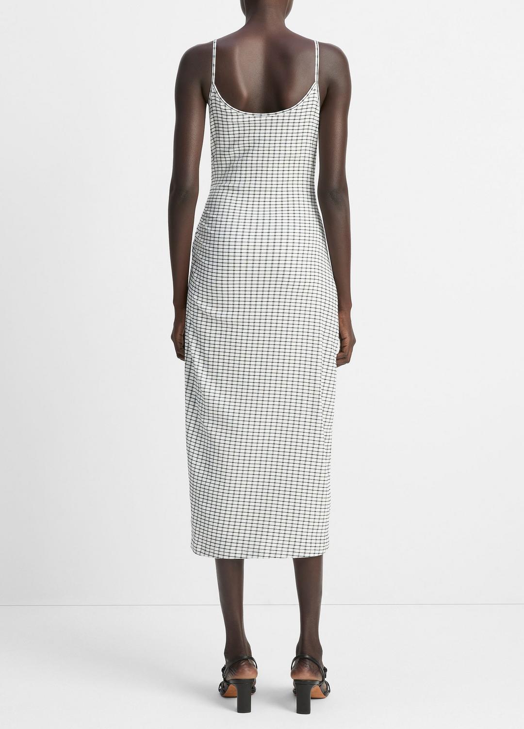 Checked Smocked Tank Dress in Dresses & Skirts - BLACK COMBO | VINCE Sale