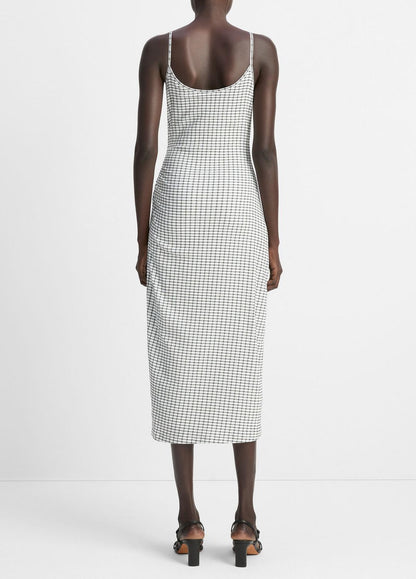 Checked Smocked Tank Dress in Dresses & Skirts - BLACK COMBO | VINCE Sale
