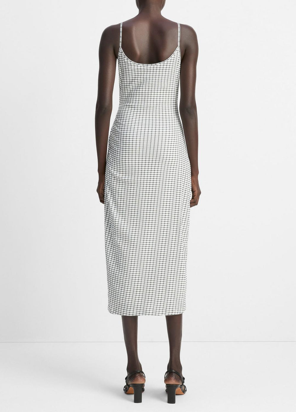 Checked Smocked Tank Dress in Dresses & Skirts - BLACK COMBO | VINCE Sale