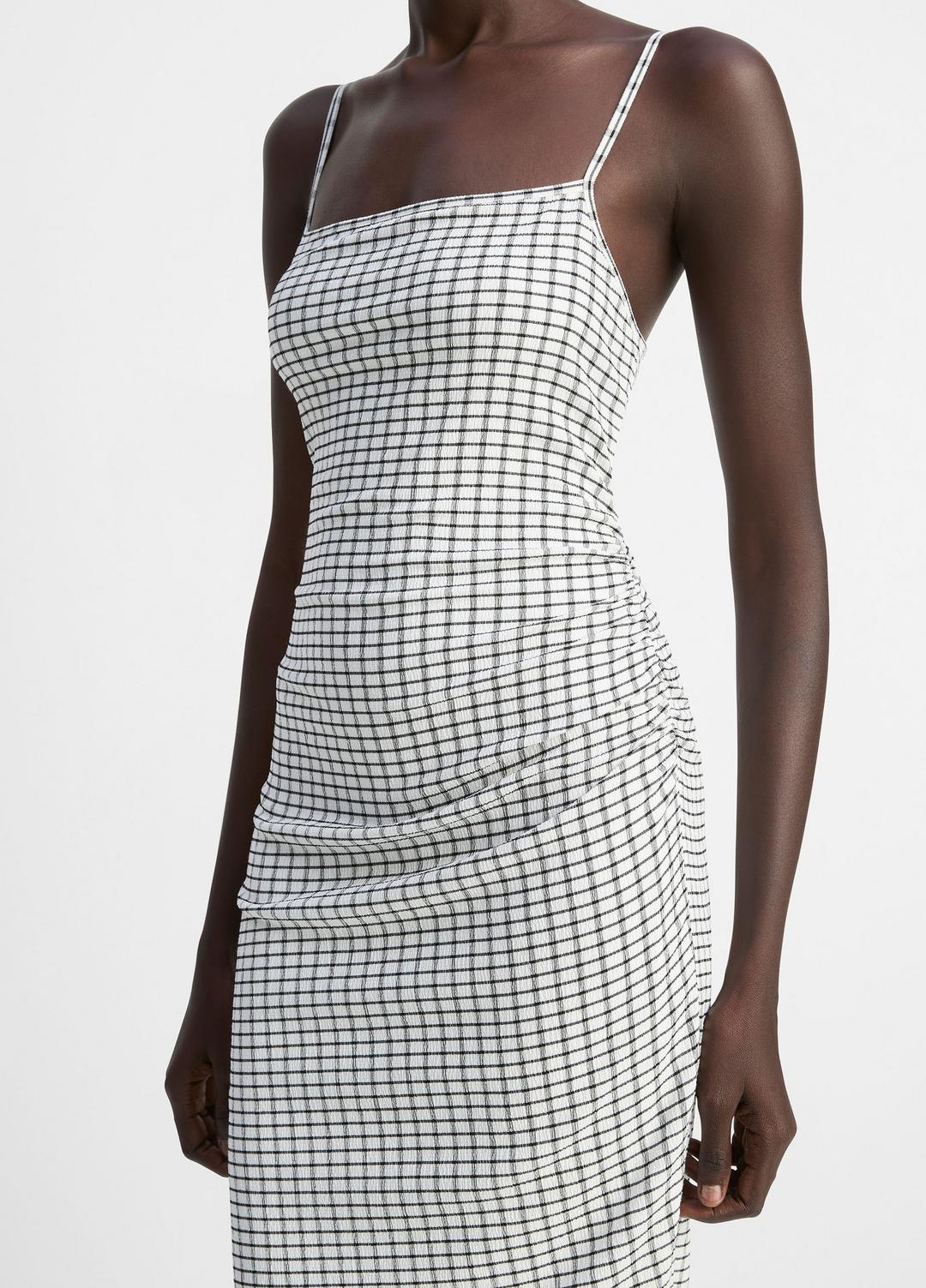 Checked Smocked Tank Dress in Dresses & Skirts - BLACK COMBO | VINCE Sale
