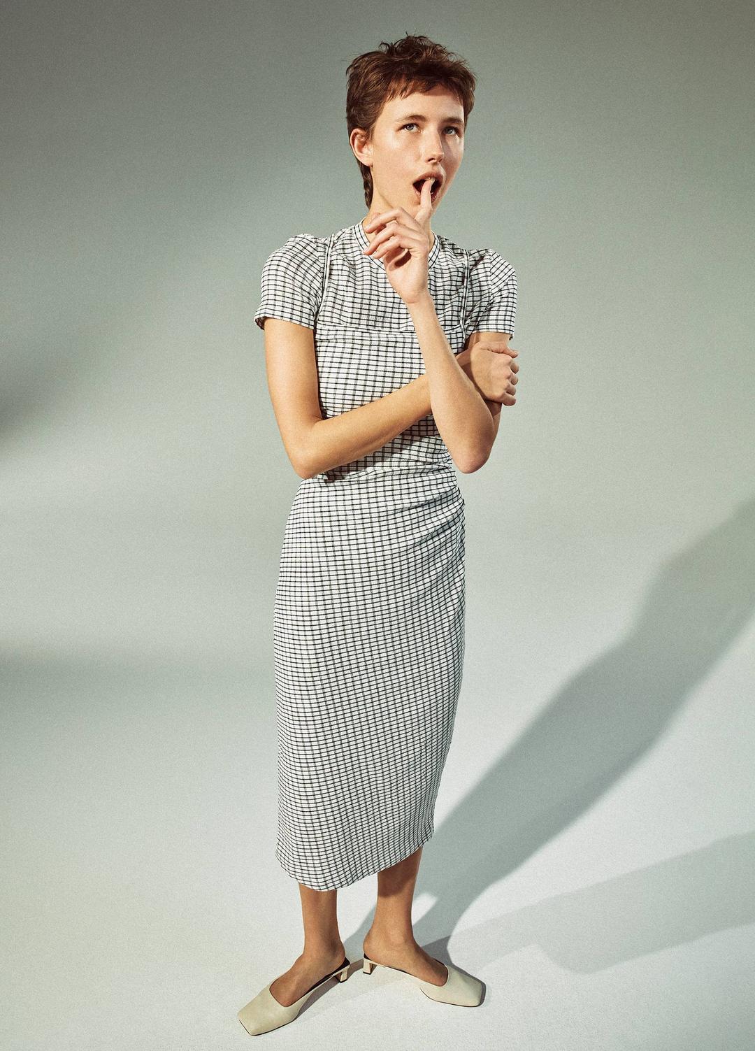 Checked Smocked Tank Dress in Dresses & Skirts - BLACK COMBO | VINCE Sale