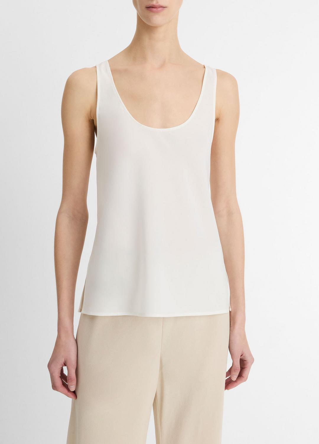 Classic Stretch-Silk Bias Tank in Shirts & Tees - OFF WHITE | VINCE Sale