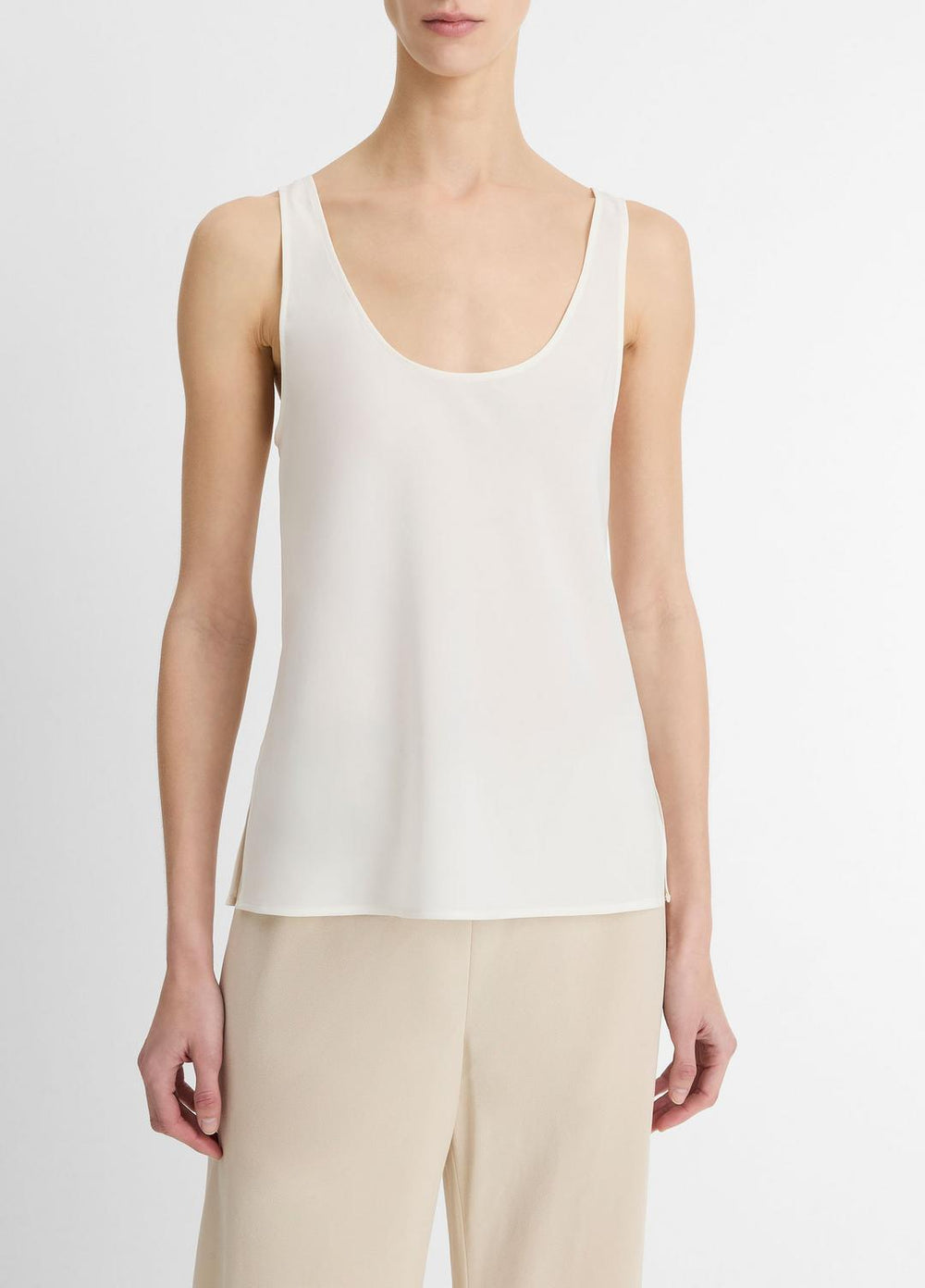 Classic Stretch-Silk Bias Tank in Shirts & Tees - OFF WHITE | VINCE Sale