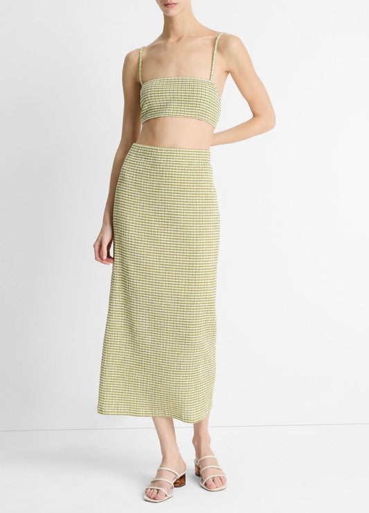Checked Smocked Midi Skirt in Dresses & Skirts - HERBARIA COMBO | VINCE Sale