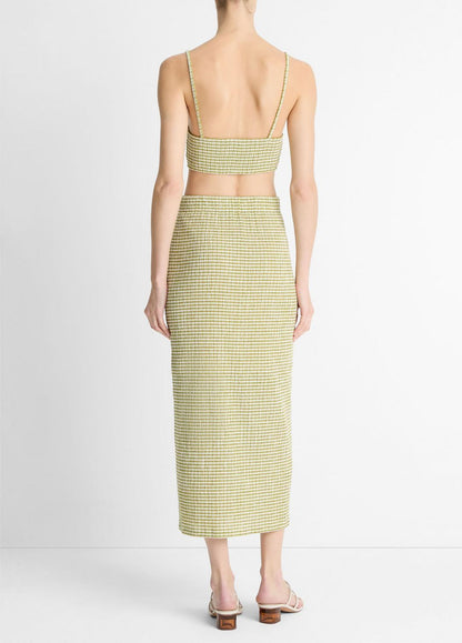 Checked Smocked Midi Skirt in Dresses & Skirts - HERBARIA COMBO | VINCE Sale