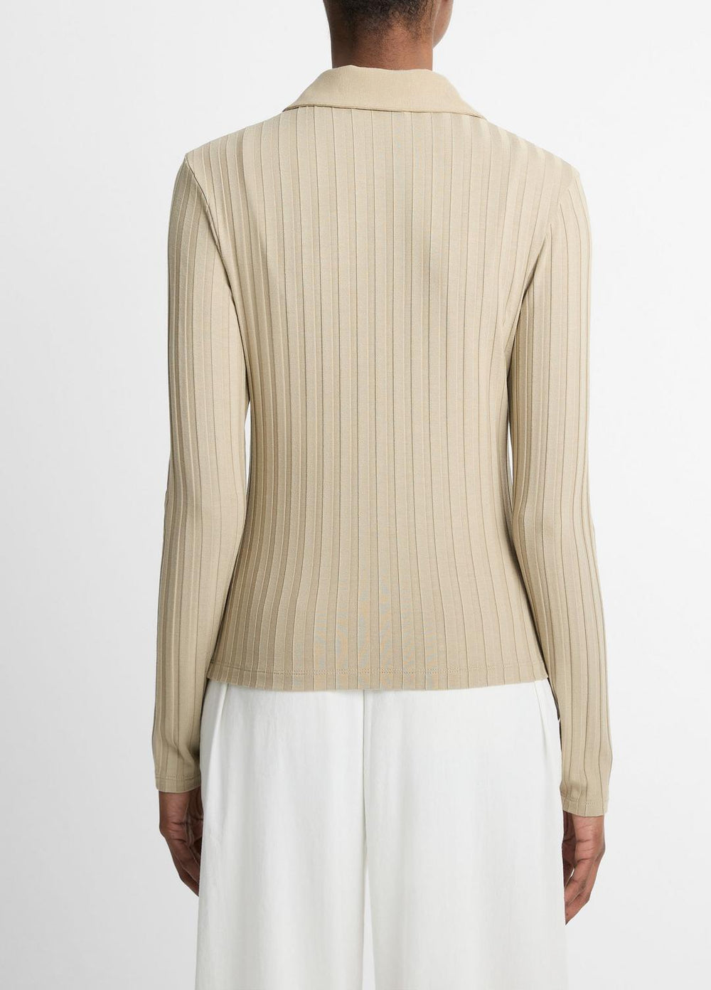 Ribbed Collared Long-Sleeve Button-Front Top in Shirts & Tees - MOJAVE | VINCE Sale