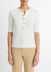 Jersey Elbow-Sleeve Henley in Shirts & Tees - OFF WHITE | VINCE Sale