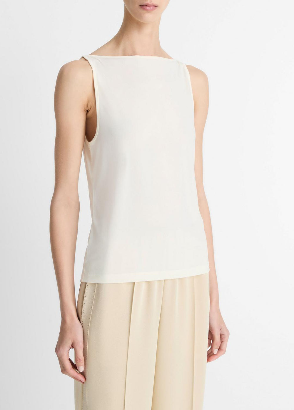 Matte Jersey Boat-Neck Tank in Shirts & Tees - IVORY | VINCE Sale