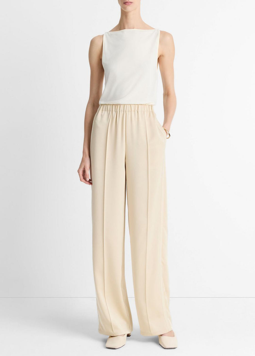 Matte Jersey Boat-Neck Tank in Shirts & Tees - IVORY | VINCE Sale