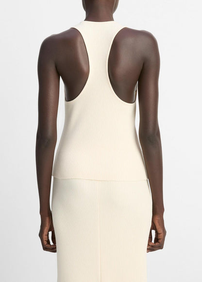 Ribbed Cotton-Blend Racerback Tank in Shirts & Tees - OAT SHELL | VINCE Sale