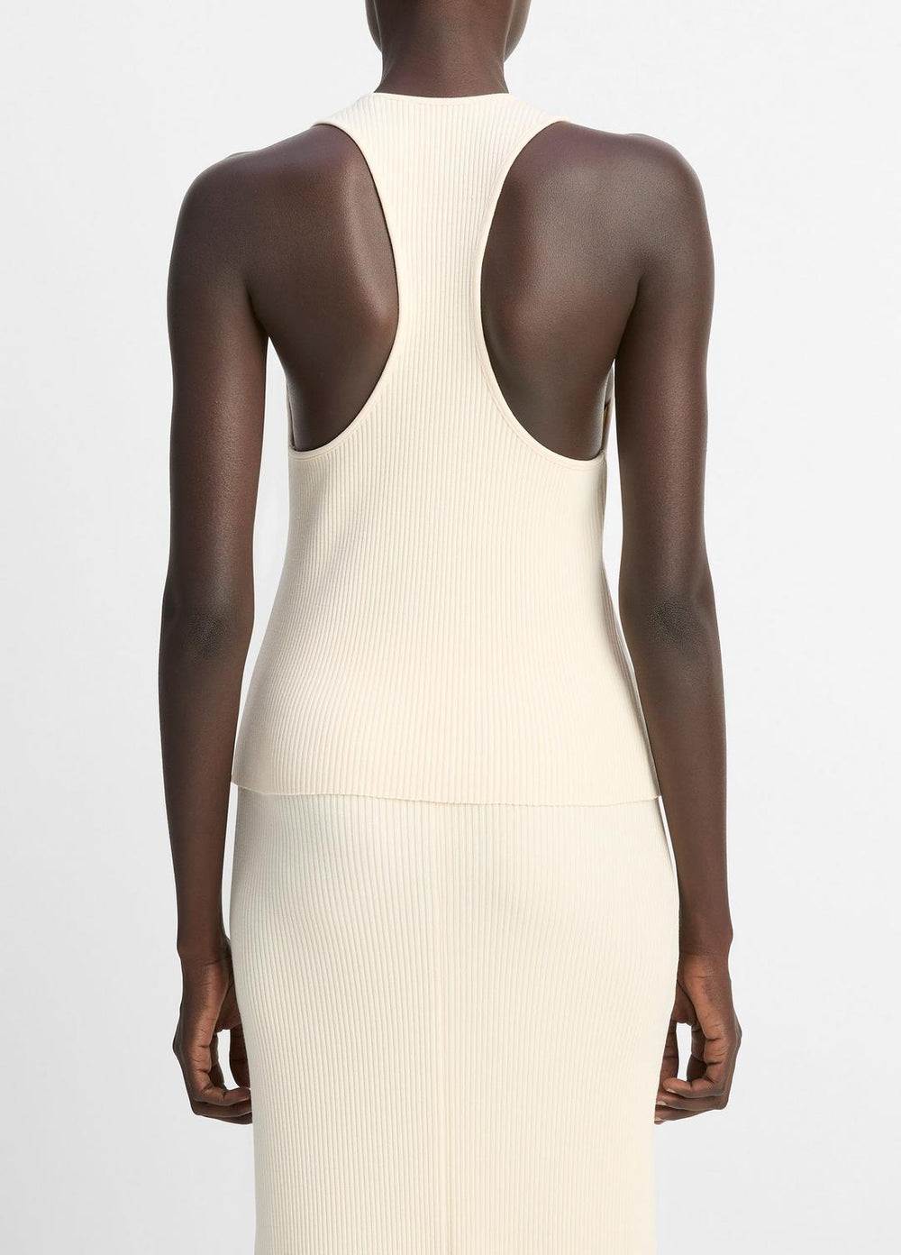 Ribbed Cotton-Blend Racerback Tank in Shirts & Tees - OAT SHELL | VINCE Sale