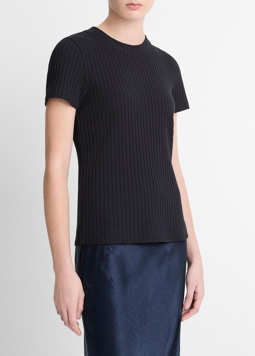 Ribbed Cotton-Blend Top in Shirts & Tees - COASTAL BLUE | VINCE Sale