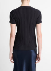 Ribbed Cotton-Blend Top in Shirts & Tees - COASTAL BLUE | VINCE Sale