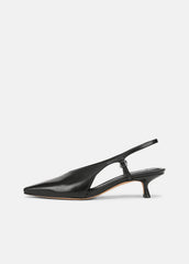 Sabrina Leather Slingback Kitten Heel in Shoes - BLACK | VINCE Sale