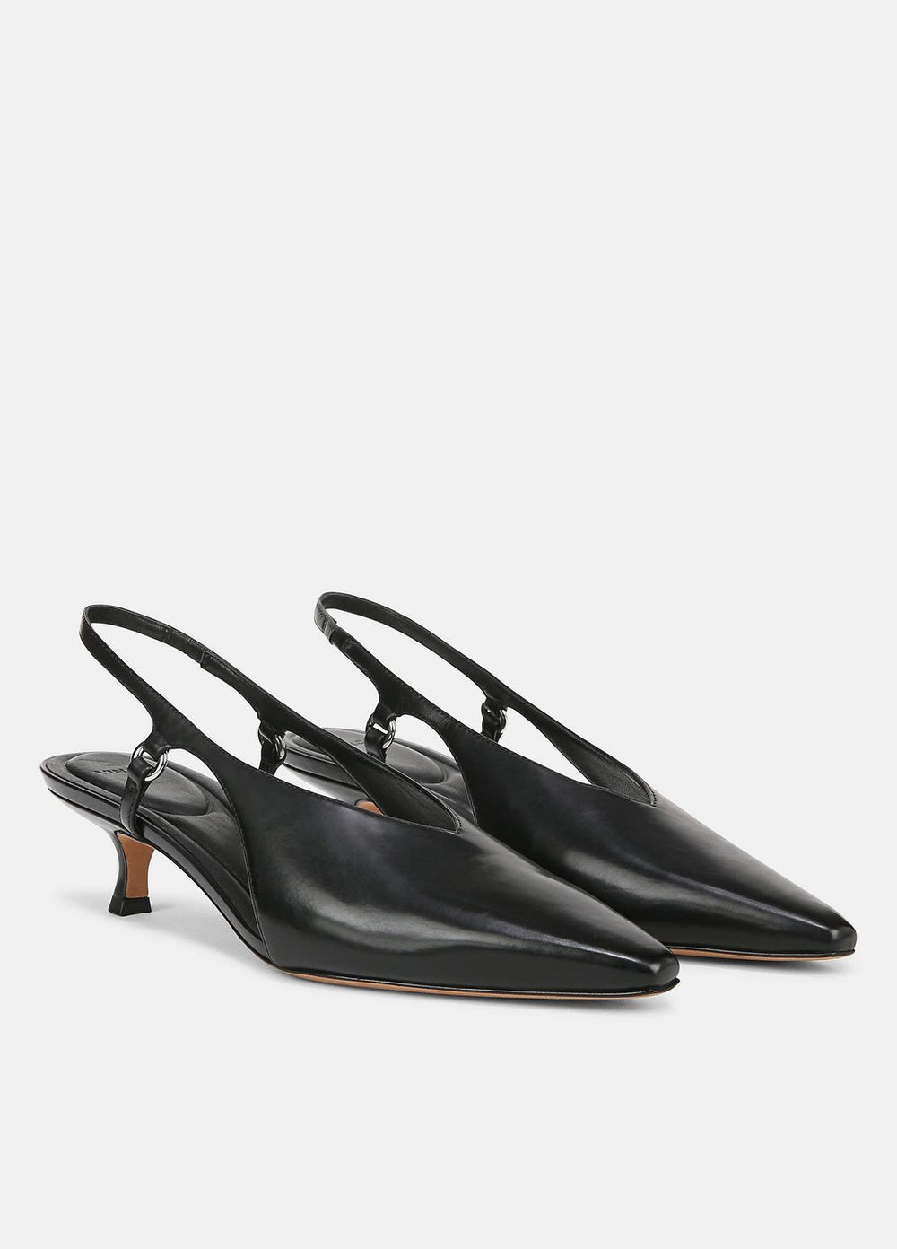Sabrina Leather Slingback Kitten Heel in Shoes - BLACK | VINCE Sale
