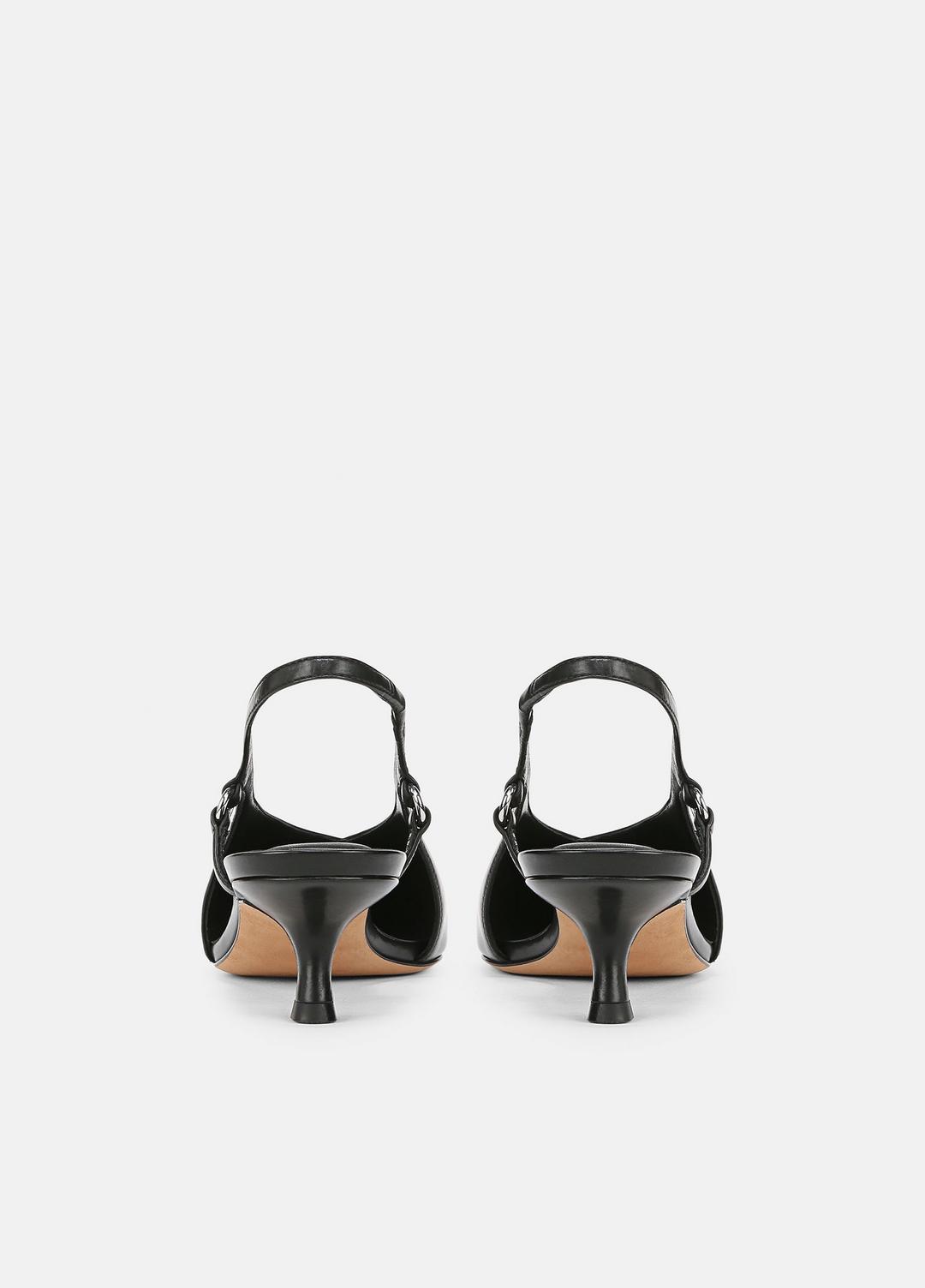 Sabrina Leather Slingback Kitten Heel in Shoes - BLACK | VINCE Sale