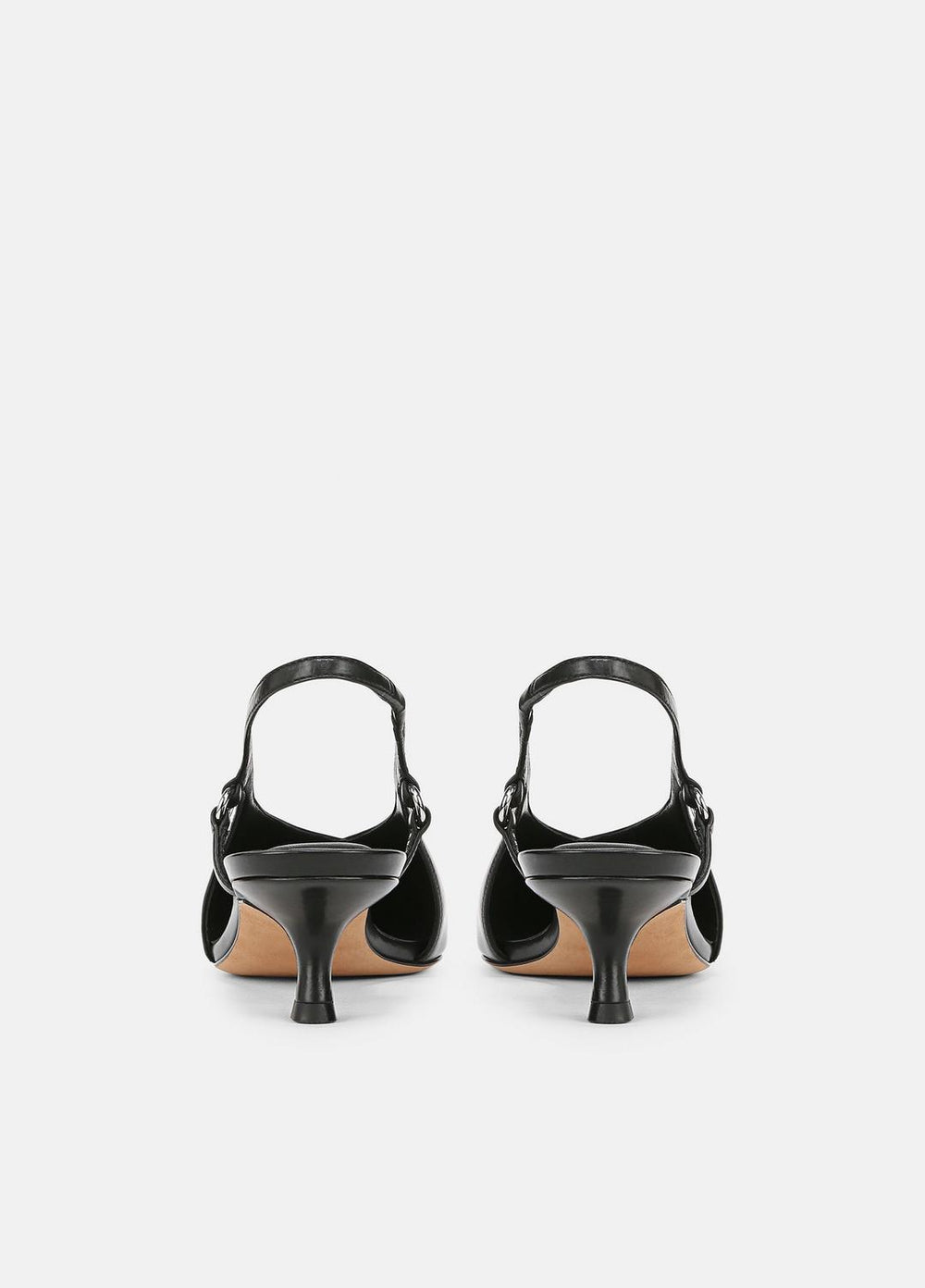 Sabrina Leather Slingback Kitten Heel in Shoes - BLACK | VINCE Sale