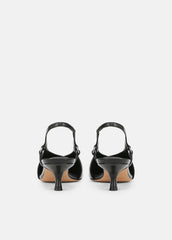Sabrina Leather Slingback Kitten Heel in Shoes - BLACK | VINCE Sale