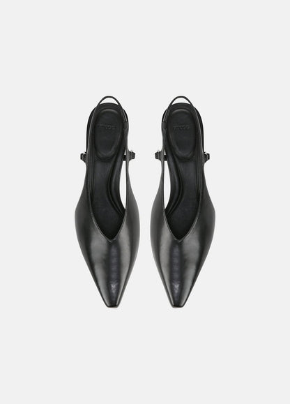 Sabrina Leather Slingback Kitten Heel in Shoes - BLACK | VINCE Sale