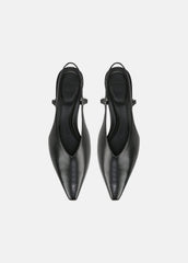 Sabrina Leather Slingback Kitten Heel in Shoes - BLACK | VINCE Sale