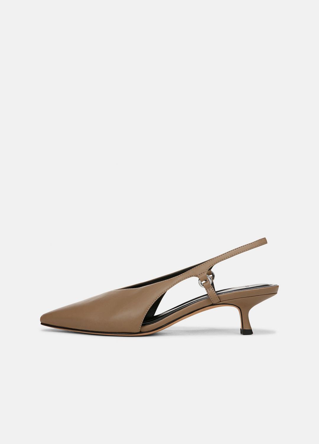 Sabrina Leather Slingback Kitten Heel in Shoes - SAND SHELL | VINCE Sale