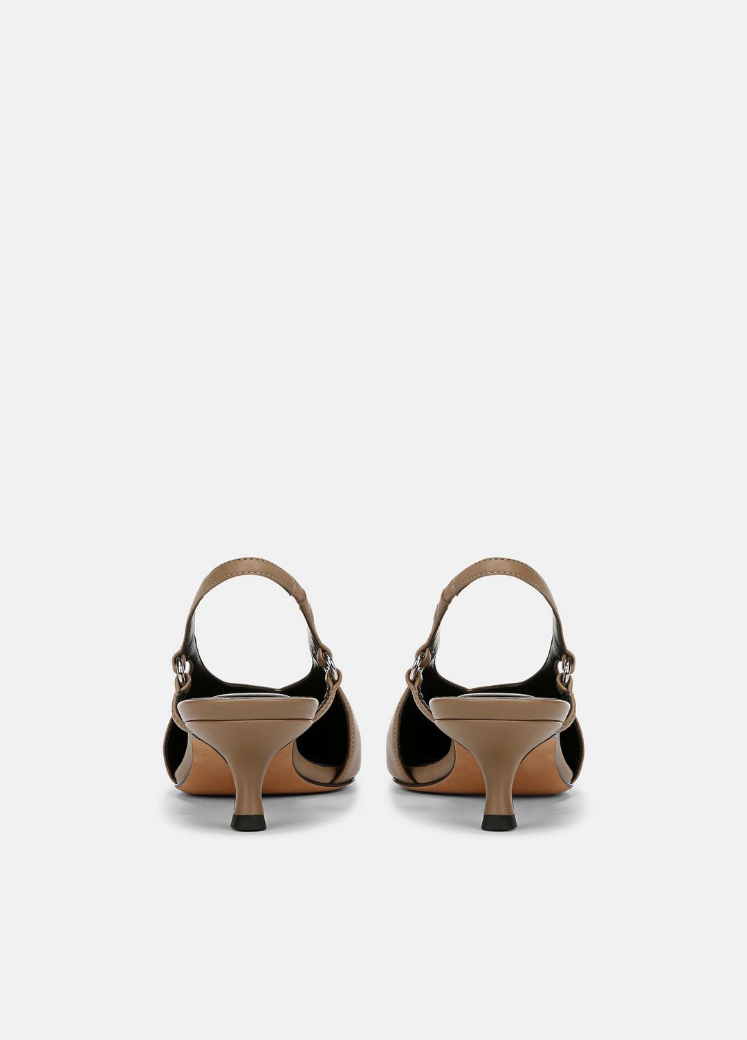 Sabrina Leather Slingback Kitten Heel in Shoes - SAND SHELL | VINCE Sale