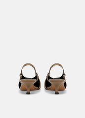 Sabrina Leather Slingback Kitten Heel in Shoes - SAND SHELL | VINCE Sale