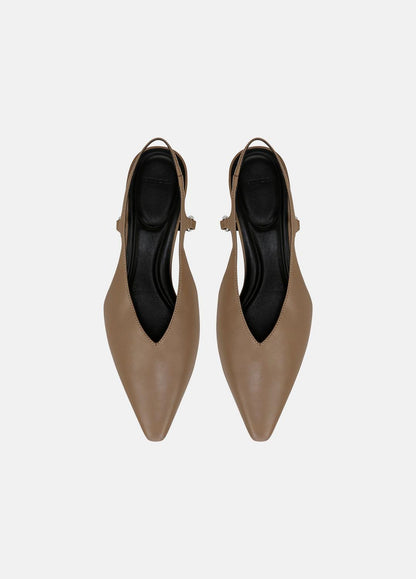 Sabrina Leather Slingback Kitten Heel in Shoes - SAND SHELL | VINCE Sale