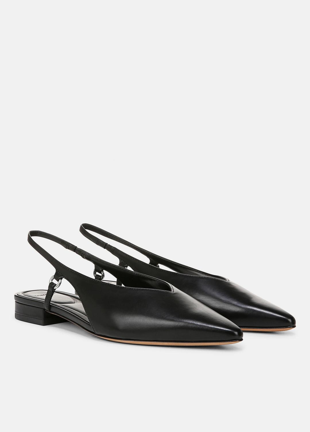 Ines Leather Slingback Flat in Shoes - BLACK | VINCE Sale