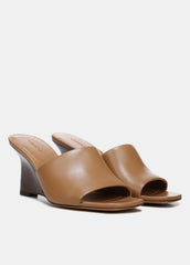 Pia Leather Wedge Sandal in Shoes - TAN | VINCE Sale
