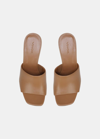 Pia Leather Wedge Sandal in Shoes - TAN | VINCE Sale