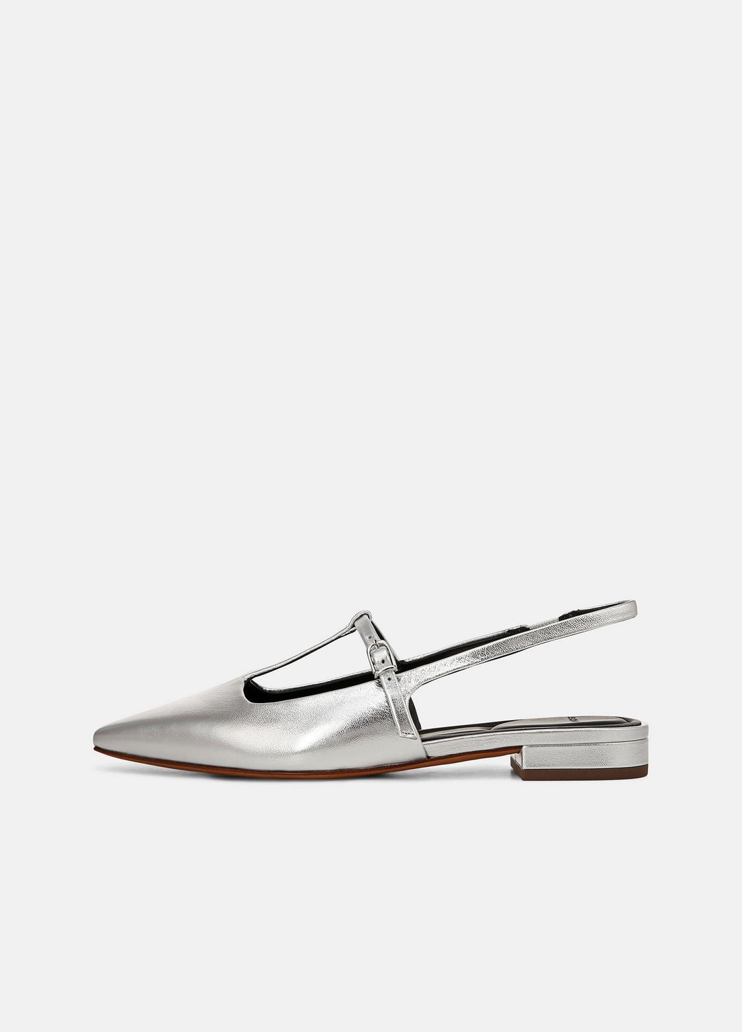 Iliana Metallic Leather Slingback Flat in Shoes - SILVER | VINCE Sale
