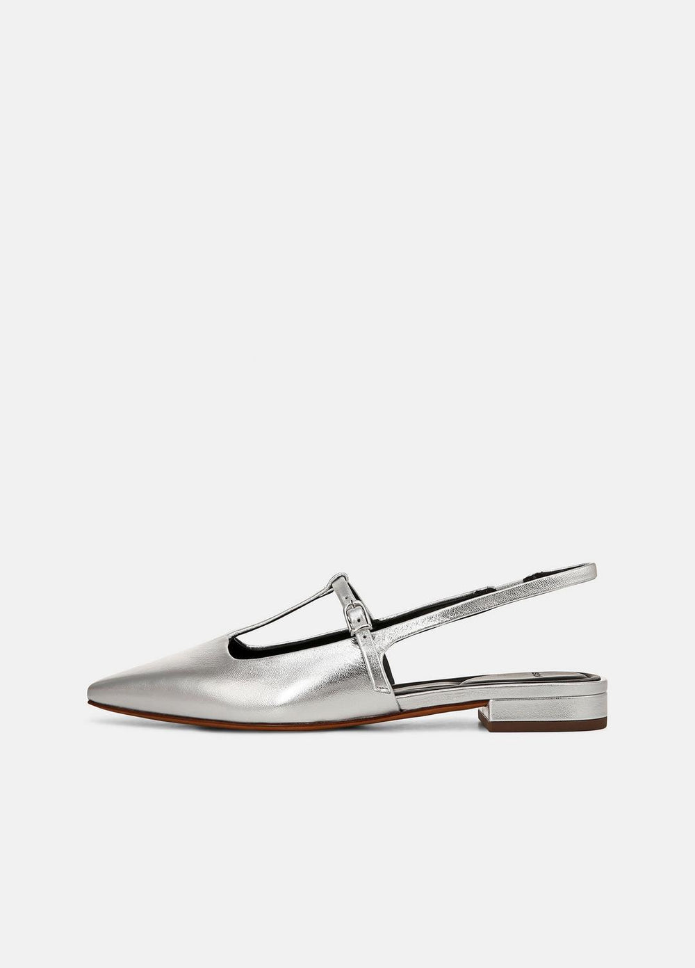 Iliana Metallic Leather Slingback Flat in Shoes - SILVER | VINCE Sale