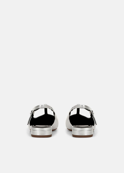 Iliana Metallic Leather Slingback Flat in Shoes - SILVER | VINCE Sale