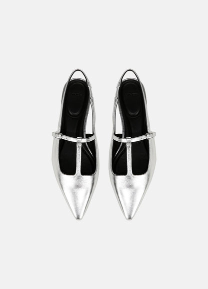 Iliana Metallic Leather Slingback Flat in Shoes - SILVER | VINCE Sale