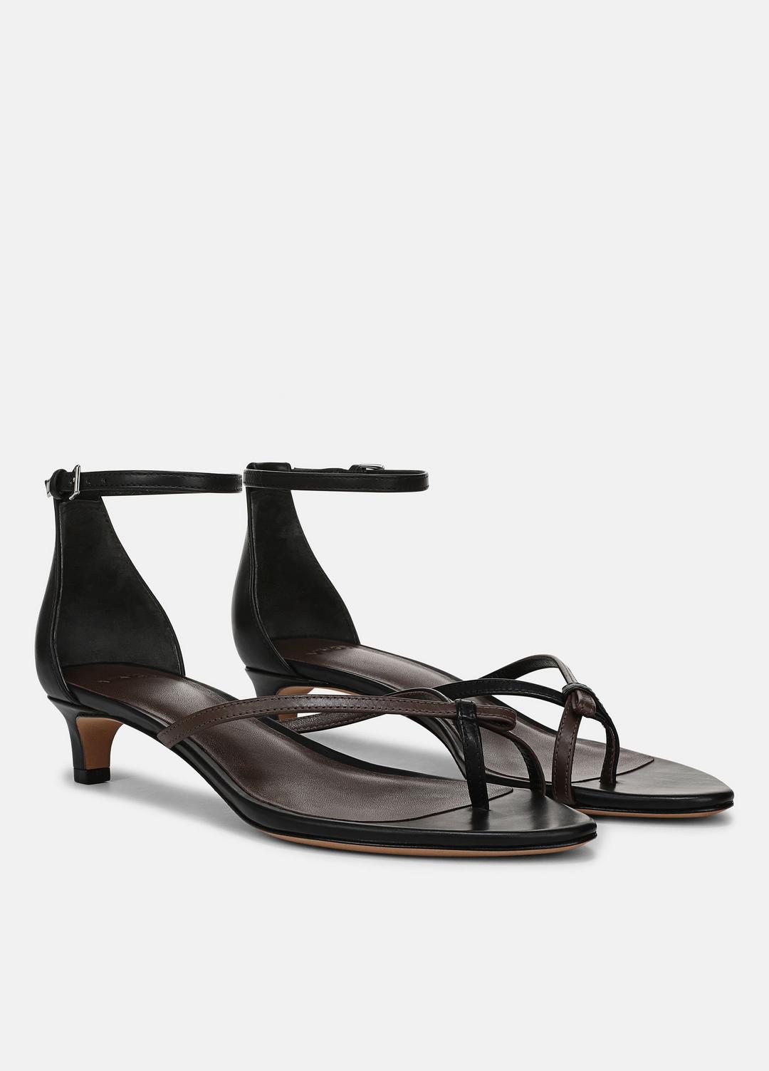 Siri Leather Heeled Sandal in Shoes - BLACK/NUTWOOD | VINCE Sale