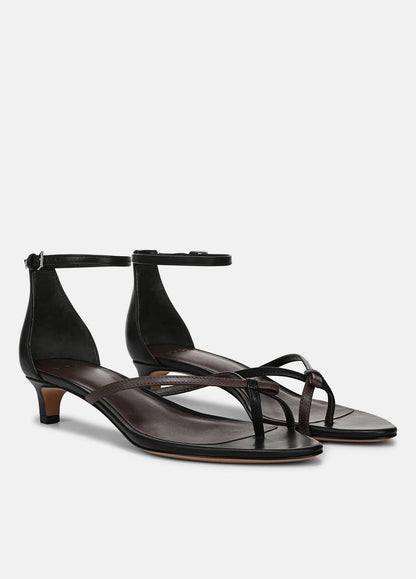 Siri Leather Heeled Sandal in Shoes - BLACK/NUTWOOD | VINCE Sale